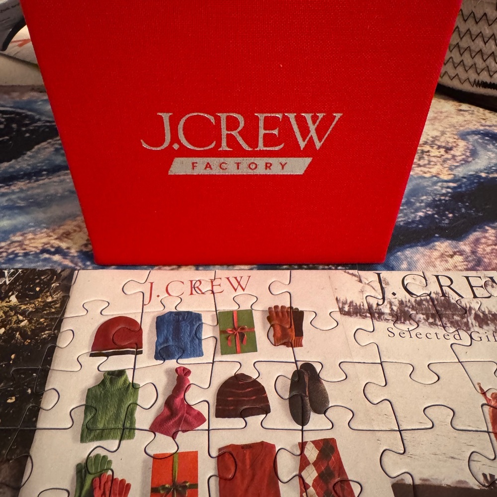 J. Crew Factory Red and Multicolor Puzzle